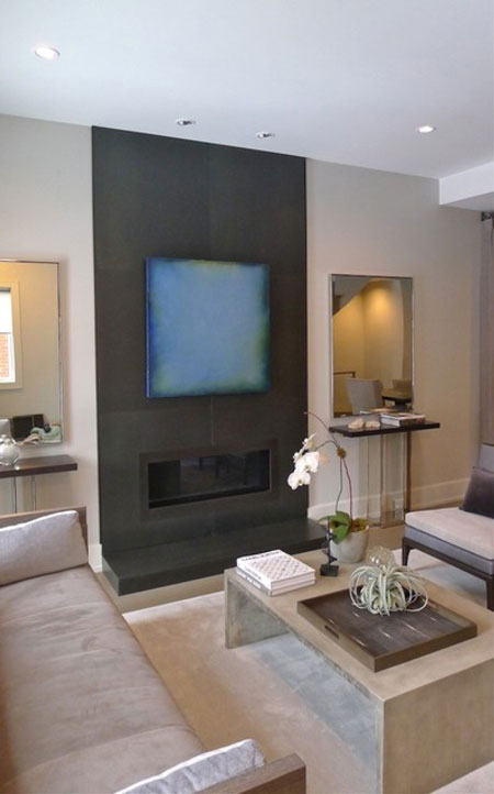 Steel Fireplace Surround & Hearth at Bosworth Street Residence